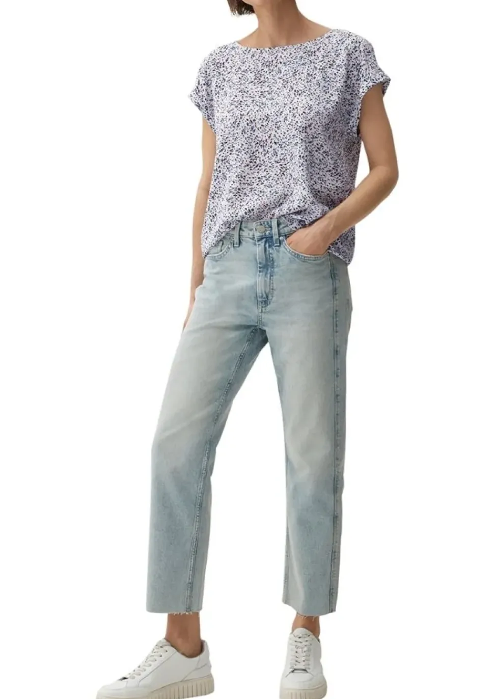 s.Oliver Viskosebluse mit Rückenausschnitt schwarz, weiß S13 2132617