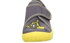 superfit BILL - Grau/Gelb Hausschuh mit Klettverschluss Bagger S13 1-800278-2030
