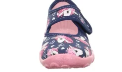 superfit Kinder Hausschuh BONNY Klettverschluss DUNKELBLAU EINHÖRNER 1-800283-8090