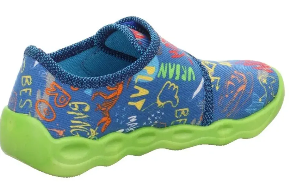 superfit Kinder Hausschuh BUBBLE Klettverschluss BLAU 1-006273-8000