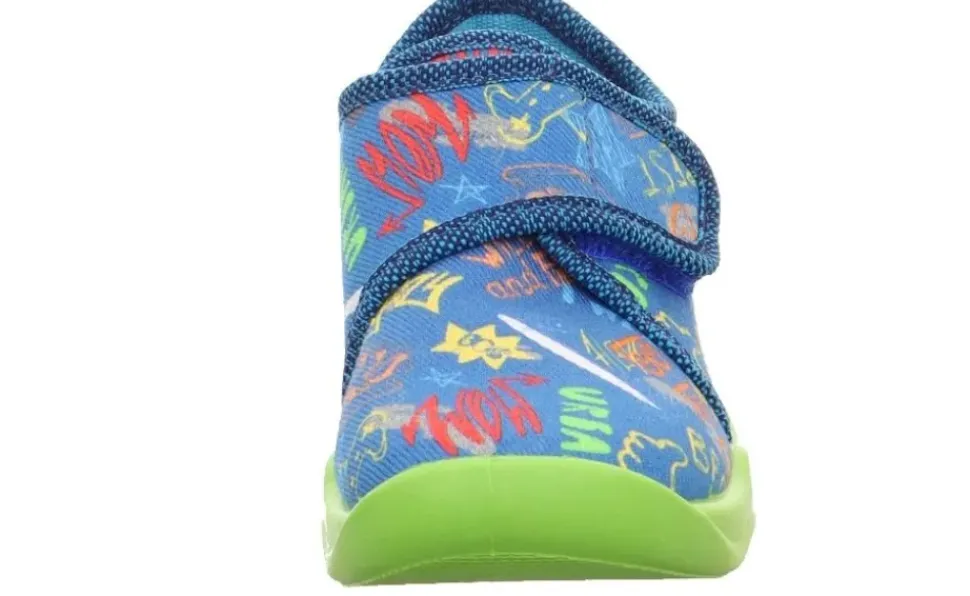 superfit Kinder Hausschuh BUBBLE Klettverschluss BLAU 1-006273-8000