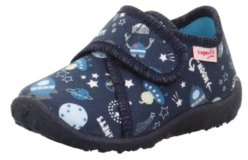 superfit Kinder Hausschuh SPOTTY Klettverschluss DUNKELBLAU 1-009246-8120
