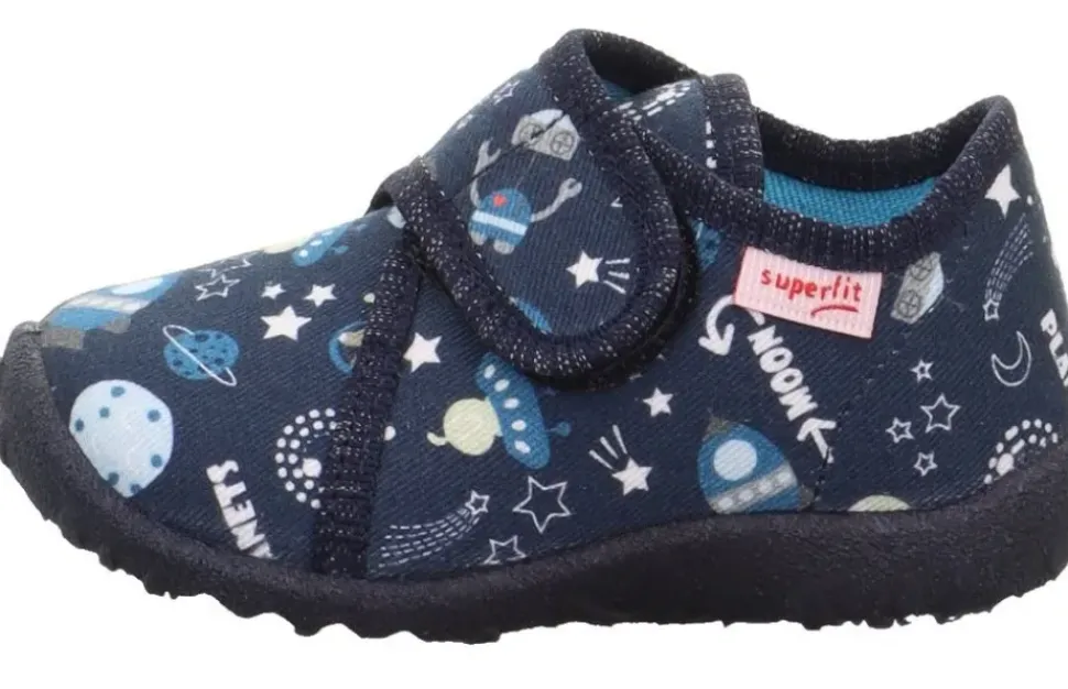 superfit Kinder Hausschuh SPOTTY Klettverschluss DUNKELBLAU 1-009246-8120