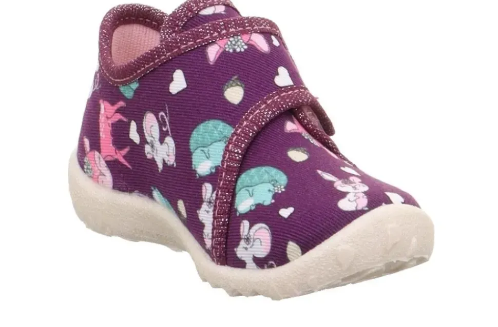 superfit Kinder Hausschuh SPOTTY Klettverschluss ROT/MEHRFARBIG 1-009246-5000