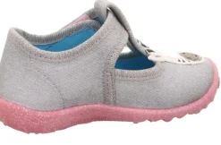 superfit Kinder Hausschuh SPOTTY Klettverschluss GRAU mit ZEBRA 1-009256-2030
