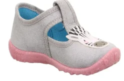 superfit Kinder Hausschuh SPOTTY Klettverschluss GRAU mit ZEBRA 1-009256-2030