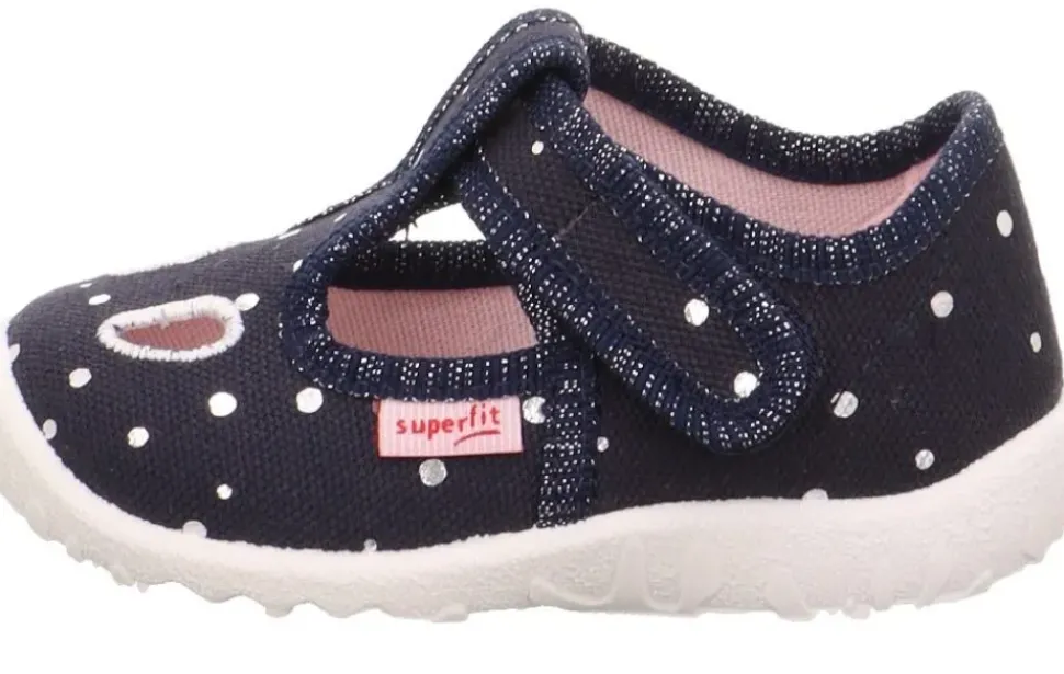 superfit SPOTTY - Dunkelblau/Silber Hausschuh mit Klettverschluss Punkte S13 1-009248-8020