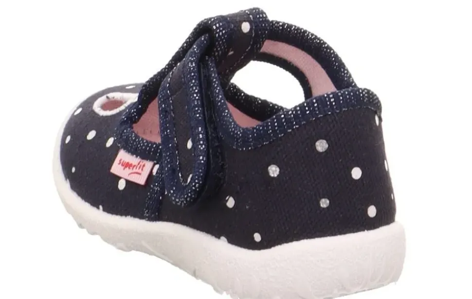superfit SPOTTY - Dunkelblau/Silber Hausschuh mit Klettverschluss Punkte S13 1-009248-8020