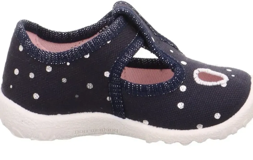 superfit SPOTTY - Dunkelblau/Silber Hausschuh mit Klettverschluss Punkte S13 1-009248-8020