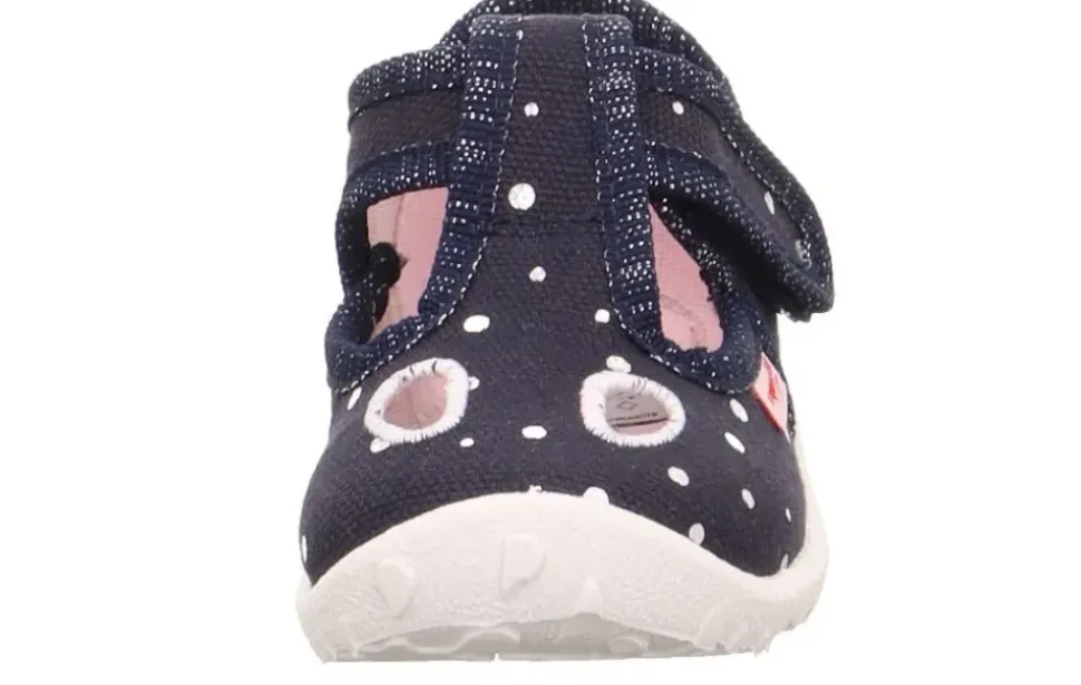 superfit SPOTTY - Dunkelblau/Silber Hausschuh mit Klettverschluss Punkte S13 1-009248-8020